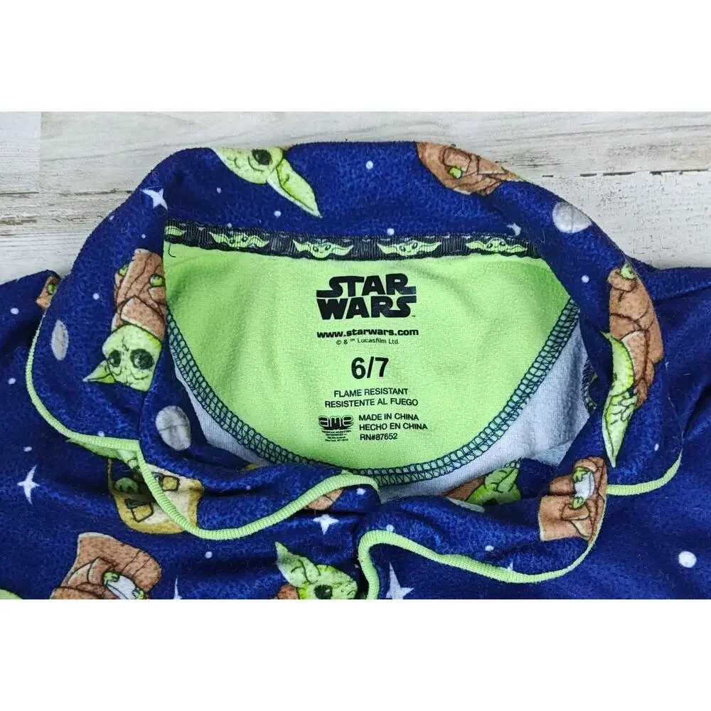 Sleepwear Boys' Star Wars Mandalorian The Child Grogu Blue Flannel Pajamas 6/7